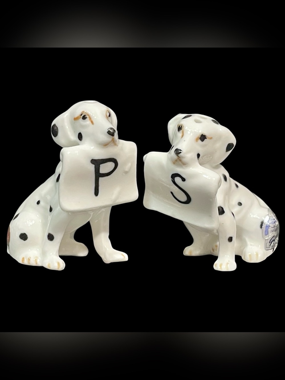 Vintage 1950s Dalmatian Salt and Pepper Shakers Made in Japan Kitschy Bone China